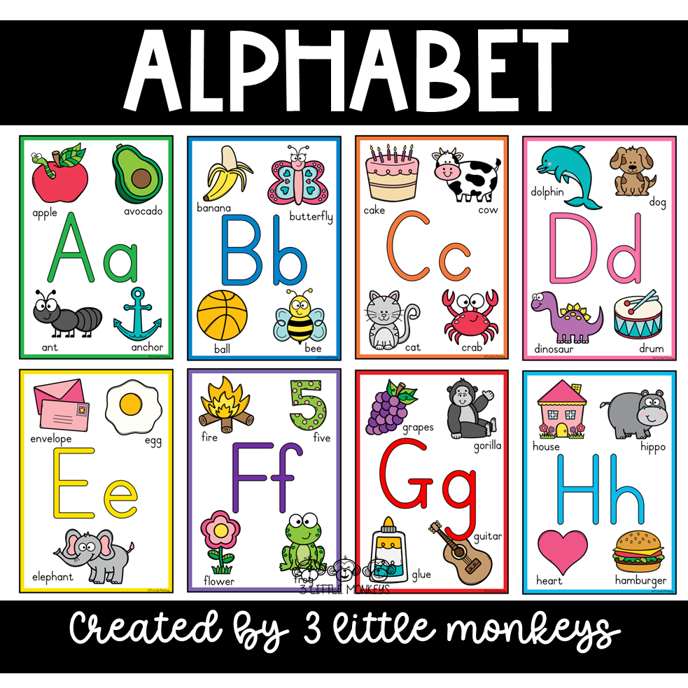 ABC Charts uppercase And Lowercase PDF 3 Little Monkeys