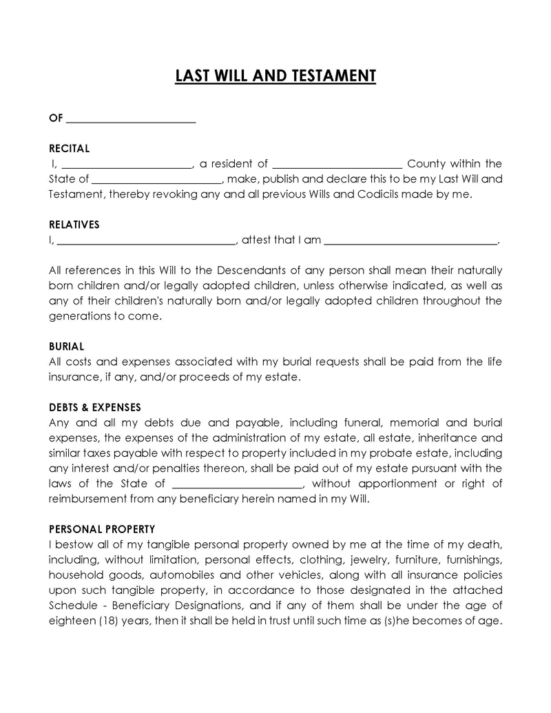 Alabama Last Will And Testament Templates Word PDF
