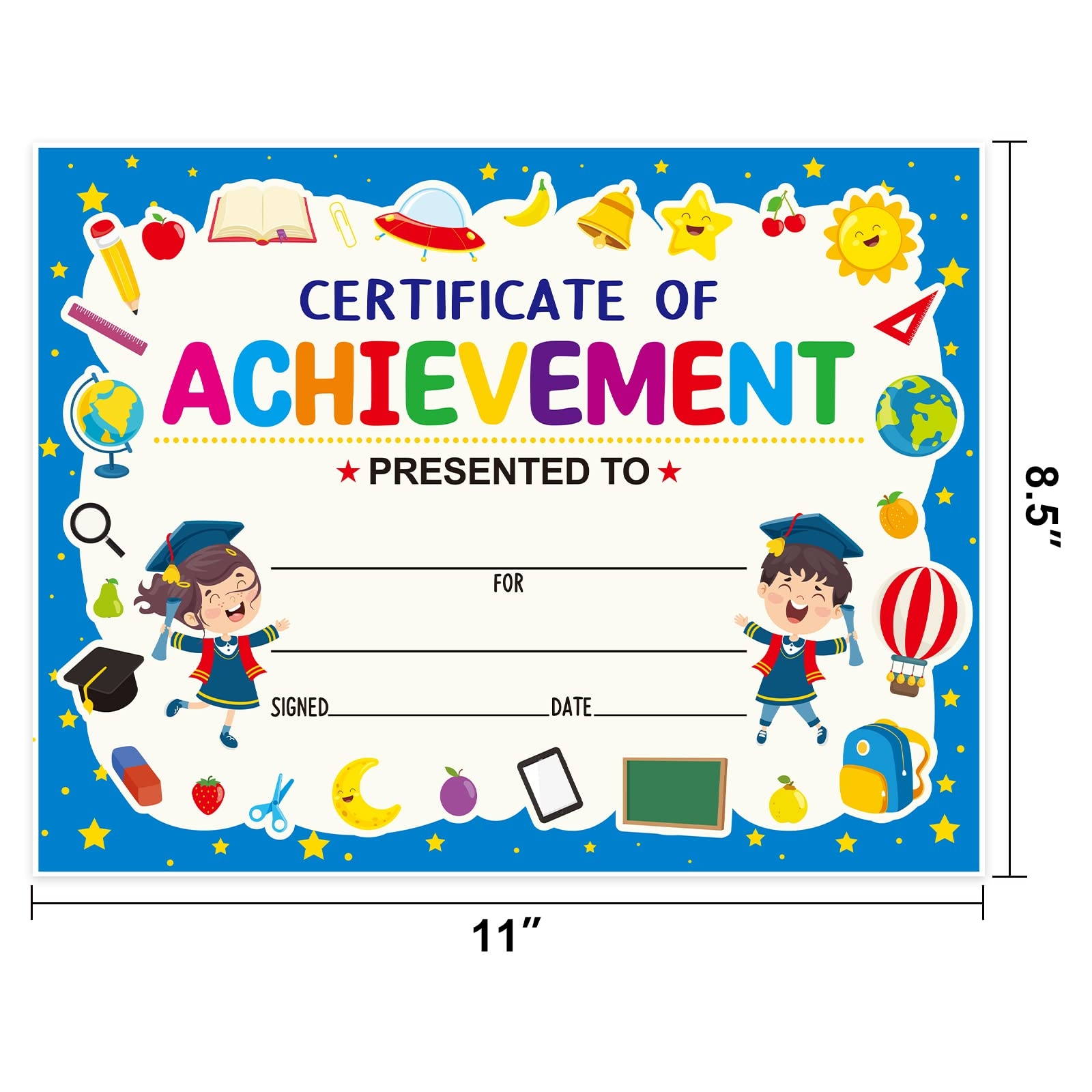 Amazon 35 Pcs Certificate Of Achievement For Kids School Award Certificates Graduation Certificate Of Completion Preschool Kindergarten Certificates Awards For Students Printable 8 5 X 11 Blue Star Office Products