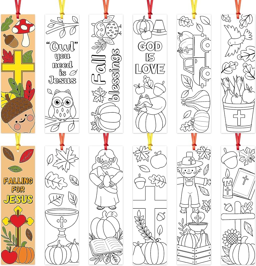 Amazon 75Pcs Fall Color Your Own Bookmarks For Kids 