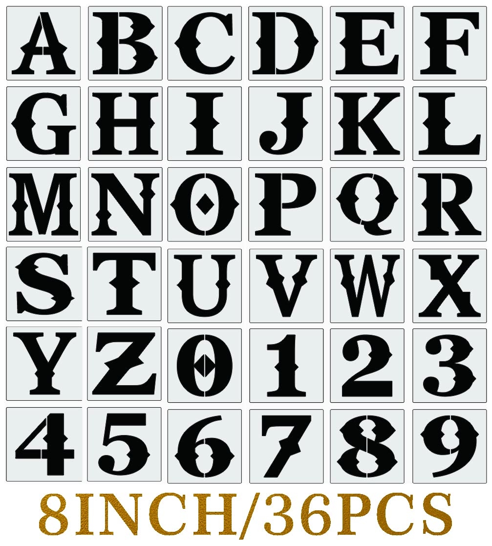 Amazon 8 Inch Letter Stencils For Painting On Wood 36pcs Large Stencil Letters Alphabet Stencils Drawing Templates For Wall Sign Home Decor Tools Home Improvement