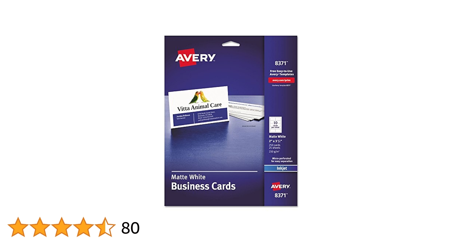Amazon Avery 8371 Business Cards Inkjet 2 Inch X3 1 2 Inch 250 PK White Business Card Stock Office Products