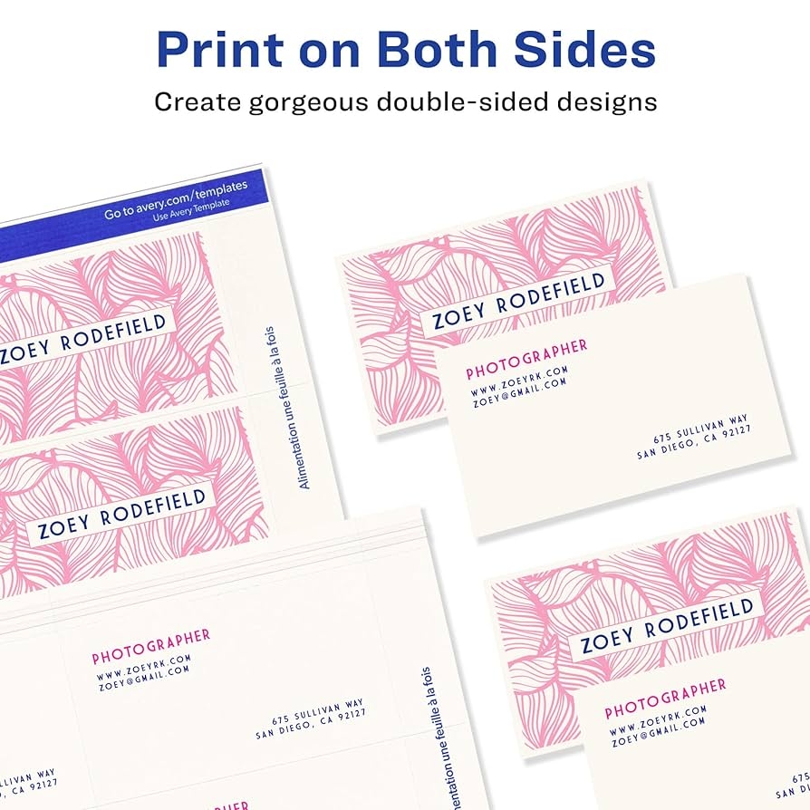 Amazon Avery Printable Business Cards With Sure Feed Technology 2 X 3 5 Ivory 250 Blank Cards For Laser Printers 05376 Business Card Stock Office Products
