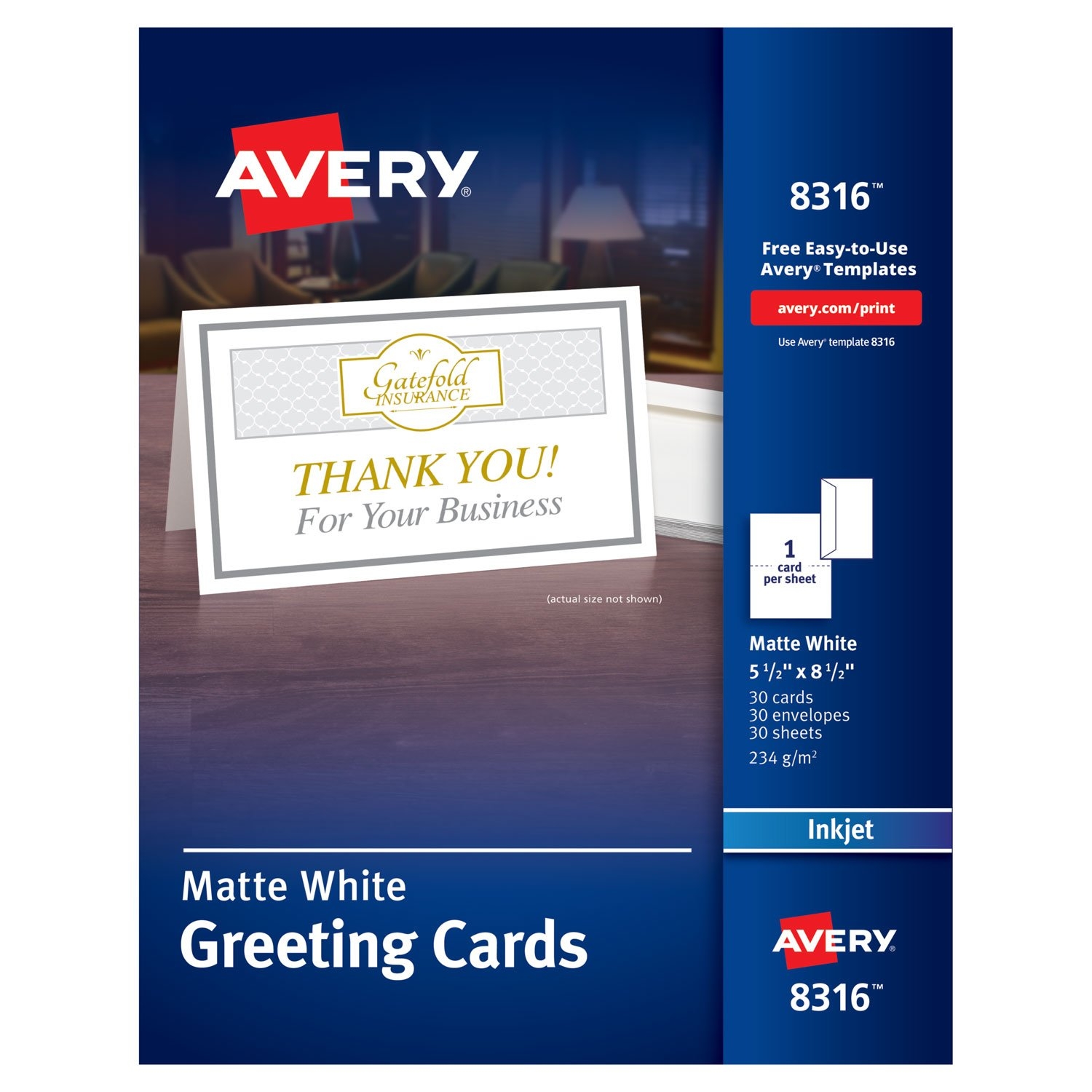 Amazon Avery Printable Greeting Cards With Envelopes Half Fold 5 5 X 8 5 Matte White 30 Blank Greeting Cards For Inkjet Printers 08316 Inkjet Printer Paper Office Products