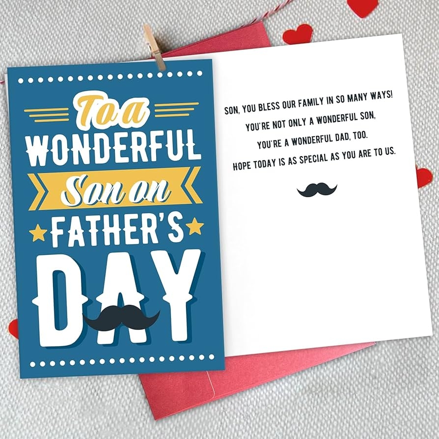 Amazon Bablira Heartfelt Father s Day Card For Son First Fathers Day Card From Mom Dad To A Wonderful Son On Father s Day Office Products