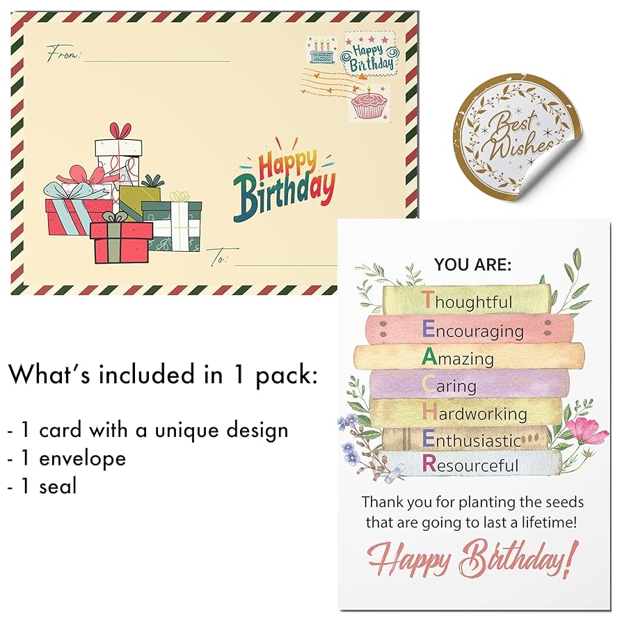 Amazon BlinkWishes Birthday Card For Teacher Happy Birthday Wishes For Teacher Greeting Card With Envelope And Seal Happy Birthday Gift Idea For Teacher Office Products