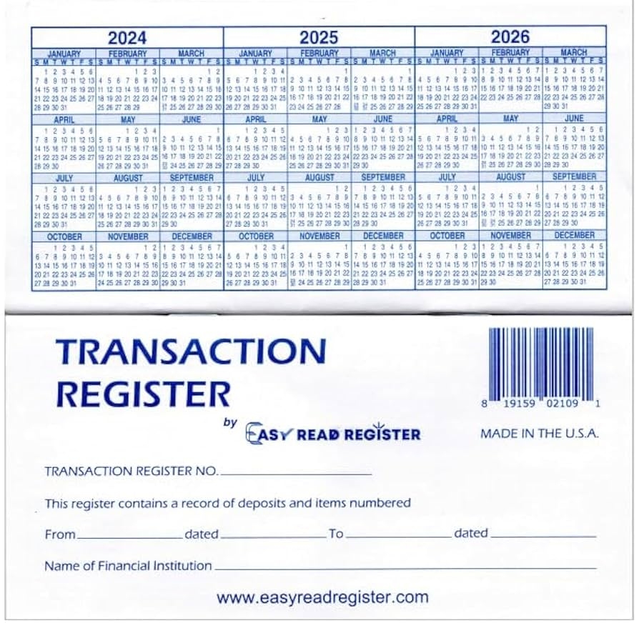 Amazon Checkbook Registers Made In The USA For Personal Checkbook Checkbook Ledger Transaction Registers Log For Personal Or Business Bank Checking Account Regular Lines 10 Check Registers Office Products