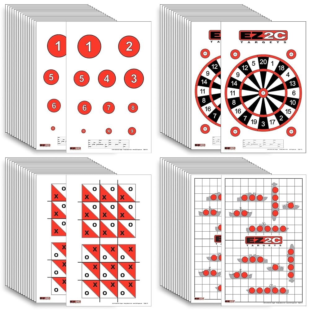 Amazon EZ2C Four Game Style Target Paper For Gun Shooting Range Compatible With Handgun Rifle And Pistol Made In USA 11x17 Inch 4 Style Bundle 40 Sports Outdoors
