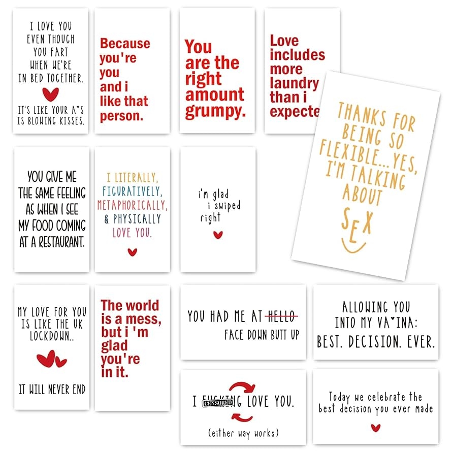 Amazon Funny Mini Anniversary Cards Love Notes Cards With Envelopes For Valentines Day Husband Wife Him Her Boyfriend Girlfriend Lunch Box Notes Card 14 Pcs FS233 Home Kitchen