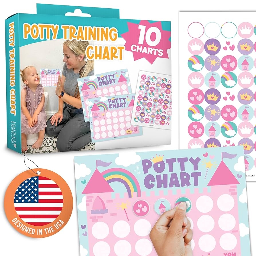 Amazon Hadley Designs Princess Potty Training Chart For Girl Potty Training Sticker Chart For Girls Sticker Chart For Kids Potty Training Reward Chart For Kids Potty Training Essentials For Girls 