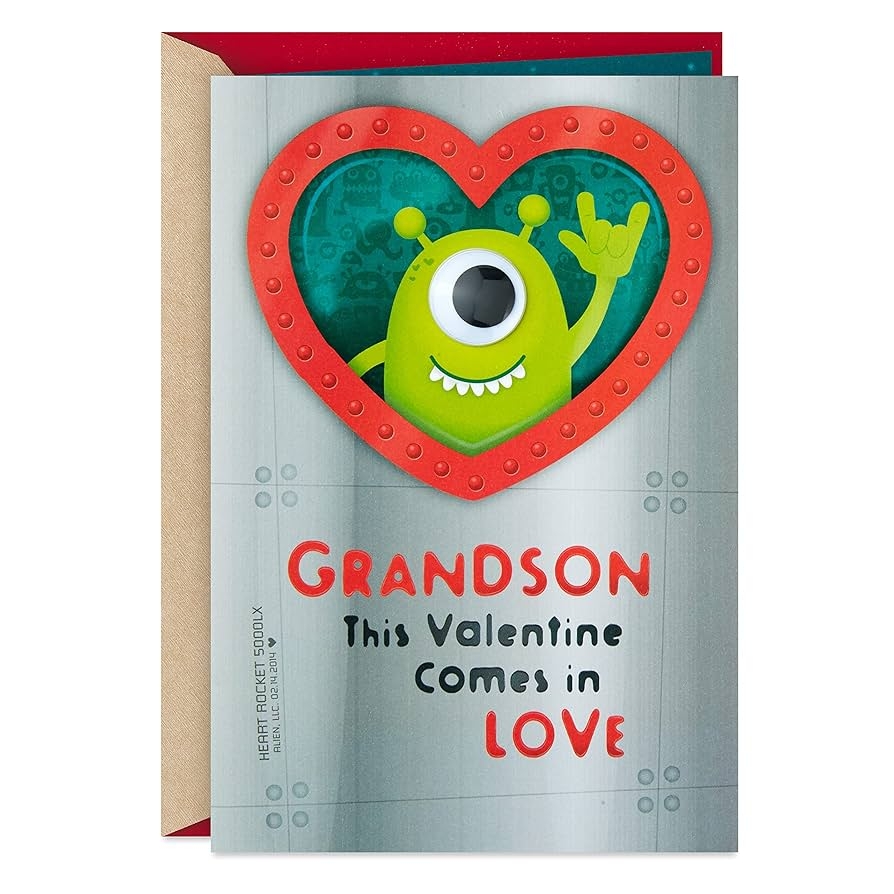 Amazon Hallmark Valentines Day Card With Stickers For Grandson Long Distance Rocket Ship Office Products