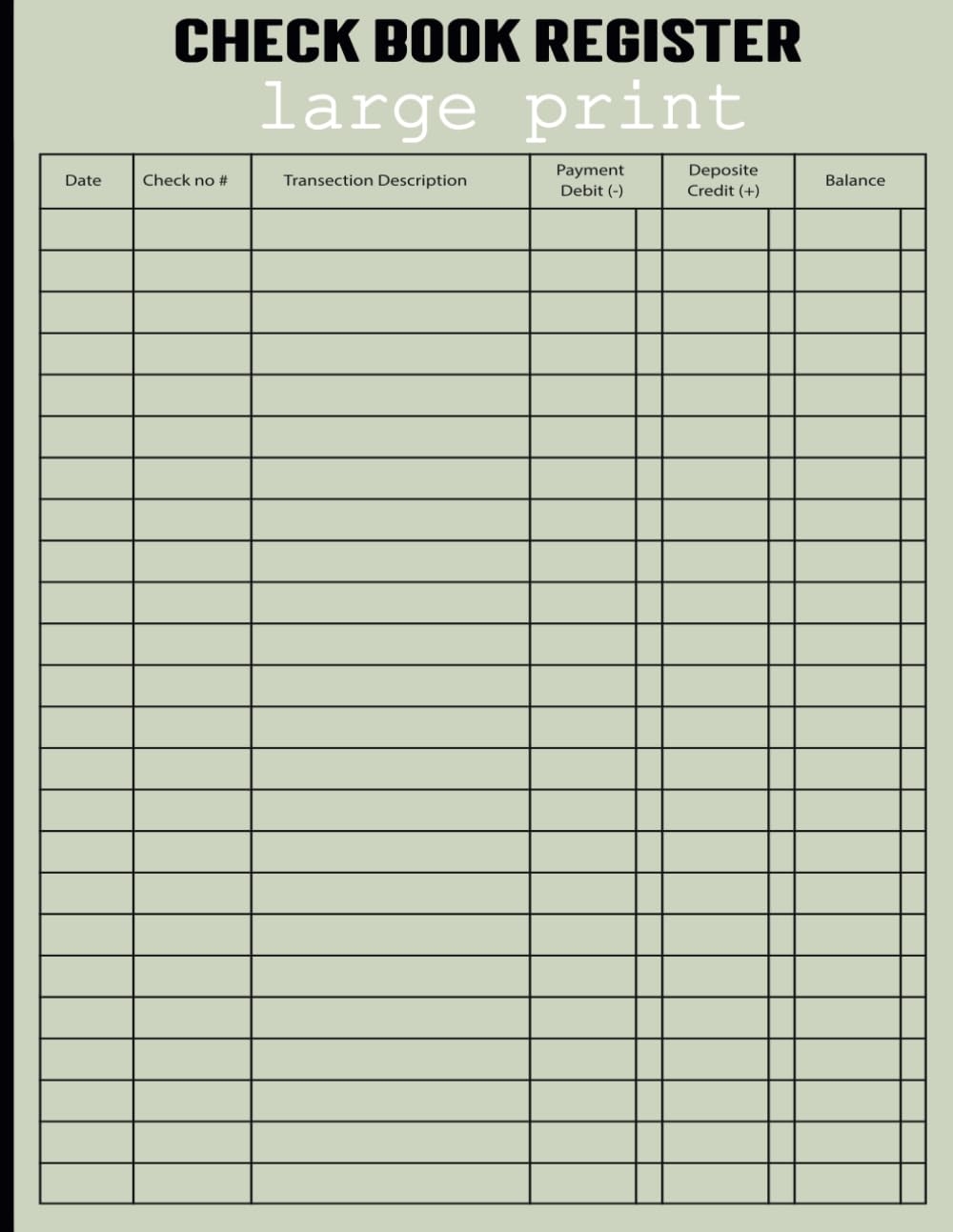 Amazon Large Print Check Book Register Check Transaction Register Book For Personal Use And Small Business Note Checkbook Books