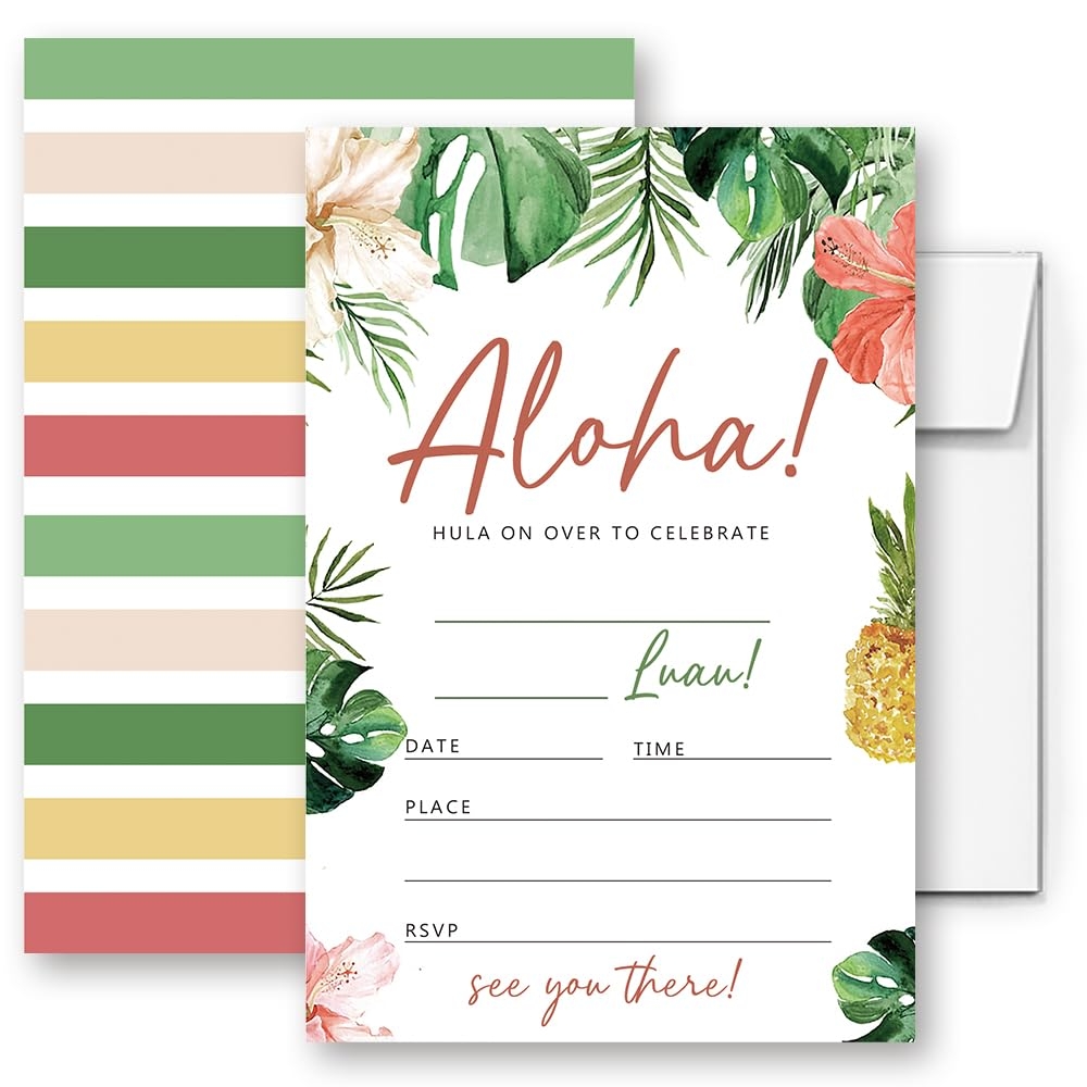 Amazon LoaHak Hawaiian Aloha Luau Birthday Decorations Aloha Party Celebration Hawaiian Aloha Luau Birthday Invitation 082 Home Kitchen