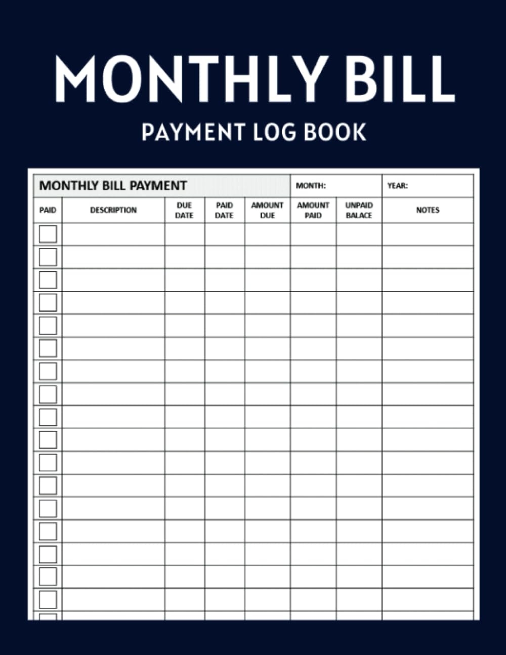 Free Printable Monthly Payment Log