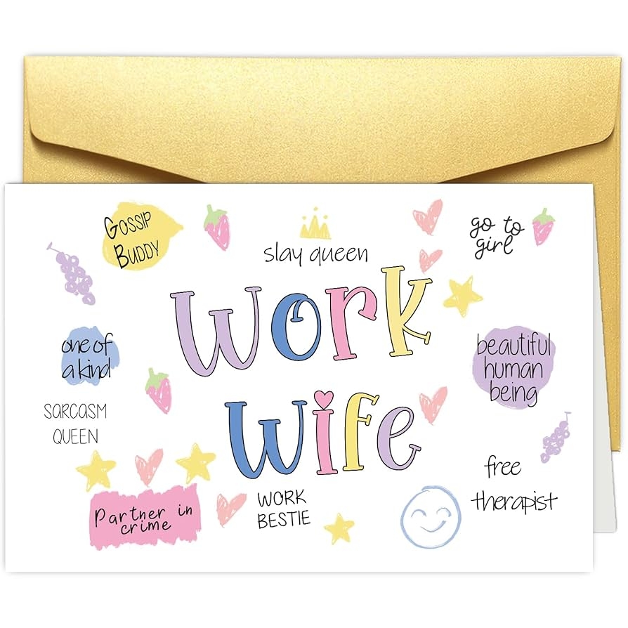 Amazon Obbyidk Work Wife Greeting Card Funny Birthday Card For Work Bestie Cute Leaving Card For Female Coworker Going Away Gift For Work Friend Office Products