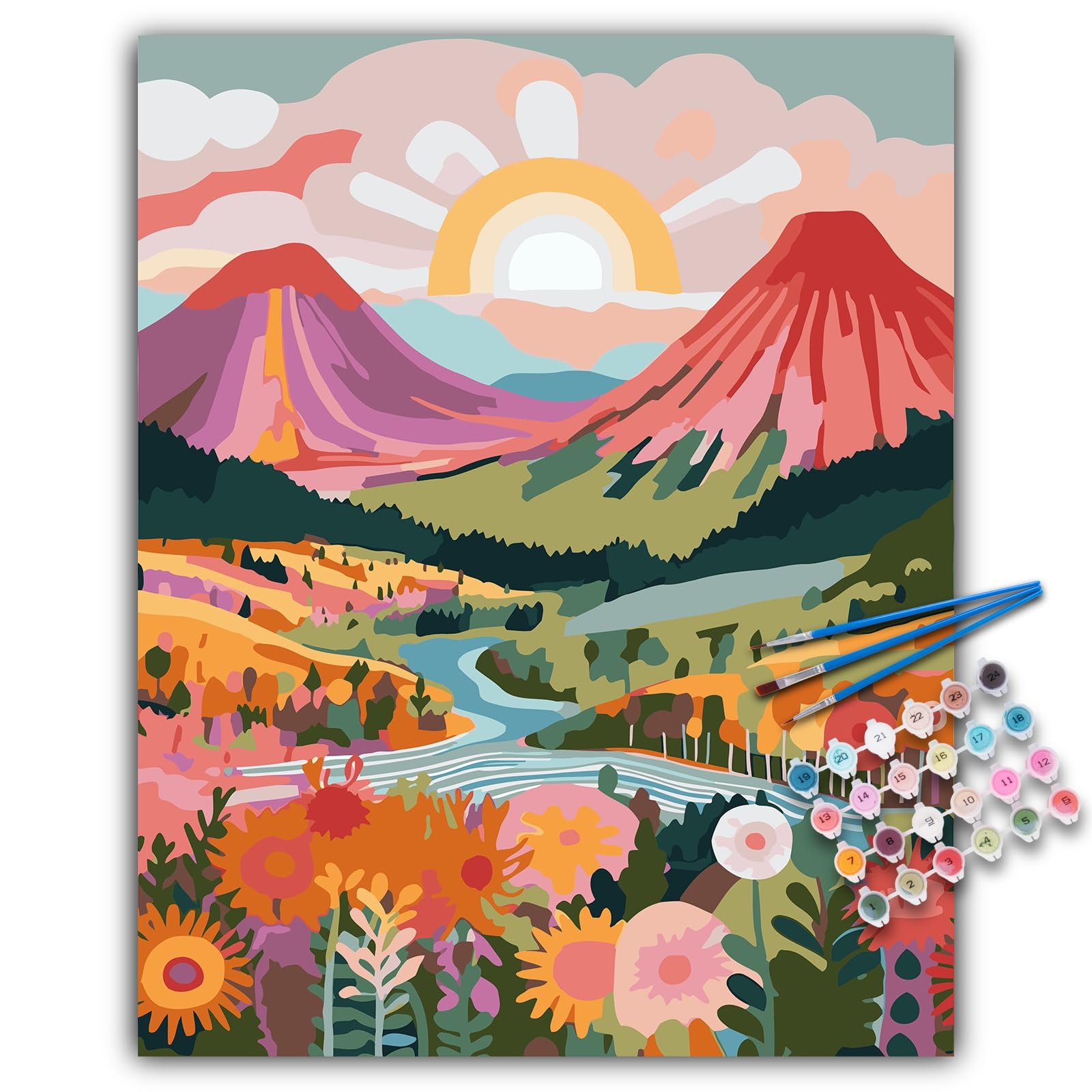 Amazon Paint By Numbers Kit For Adults Beginner Abstract Landscape Acrylic Adult Paint By Number Kits On Canvas Sun Mountain Watercolor Number Painting For Adults Perfect For Home Decor Gift 16 x20 