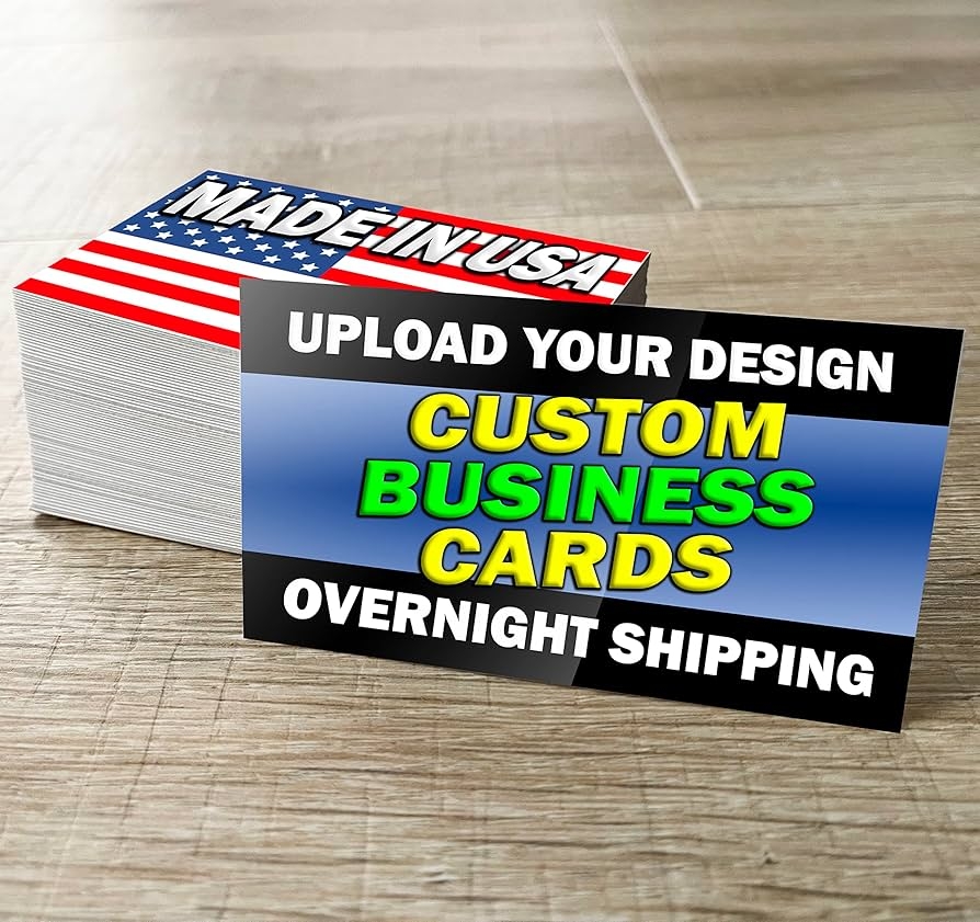 Amazon Premium Custom Business Cards 100 MADE IN USA Single Double Sided Full Color Printing Premium 16pt Card Stock Upload Your Own Design 70 To 2000 Cards GLOSSY Protective Coating Office Products