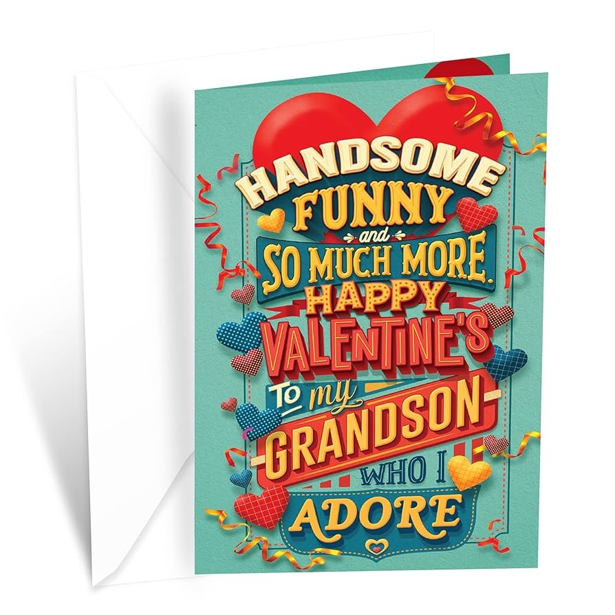 Amazon Prime Greetings Valentine s Day Card For Grandson Made In America Eco Friendly Thick Card Stock With Premium Envelope 5in X 7 75in Packaged In Protective Mailer Office Products