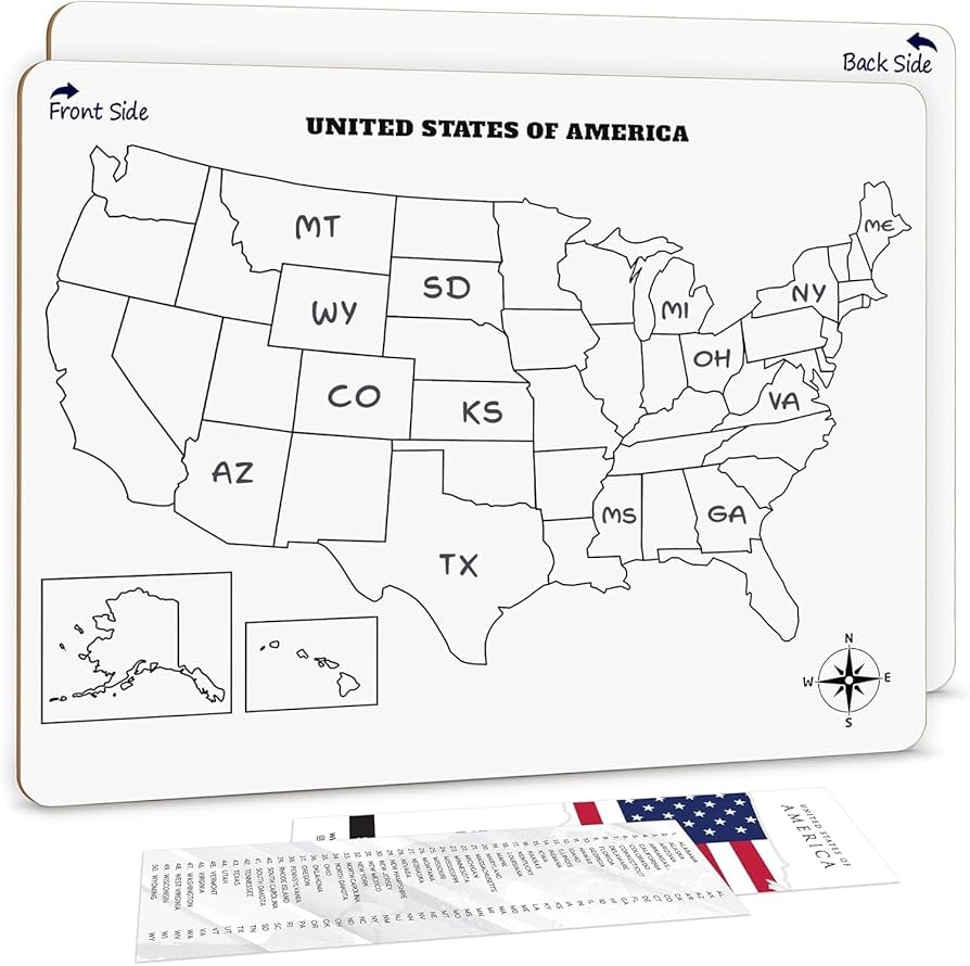 Amazon SCRIBBLEDO United States Map For Classroom Dry Erase Board For Kids Map Of The United States 11 x14 White Board Teacher Student Classroom Learning Practice Travel USA Whiteboard Office Products