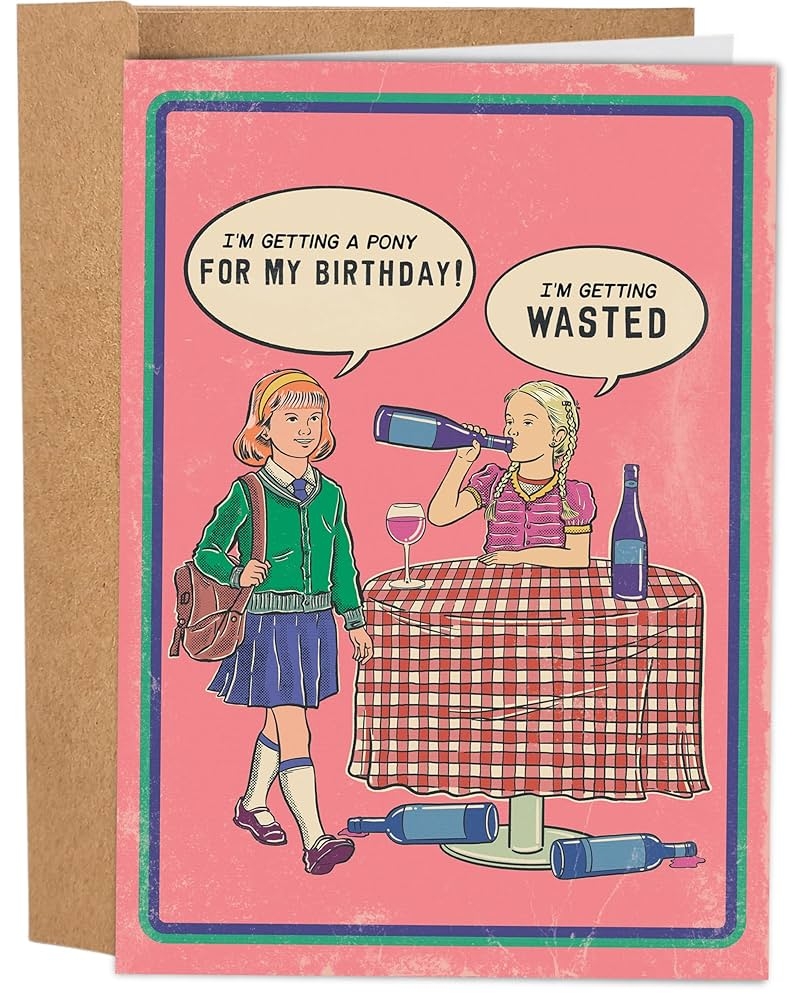 Amazon Sleazy Greetings Funny Birthday Card For Women I m Getting Wasted Birthday Card For Her Funny Wine Birthday Card For Mom Aunt Or Sister 1970 s Vintage Birthday Card