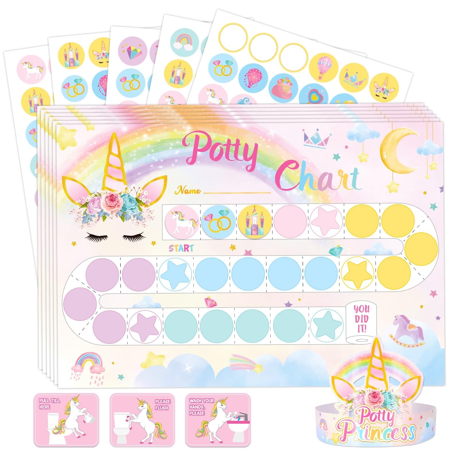 Amazon WERNNSAI Unicorn Potty Training Chart Toilet Reward 