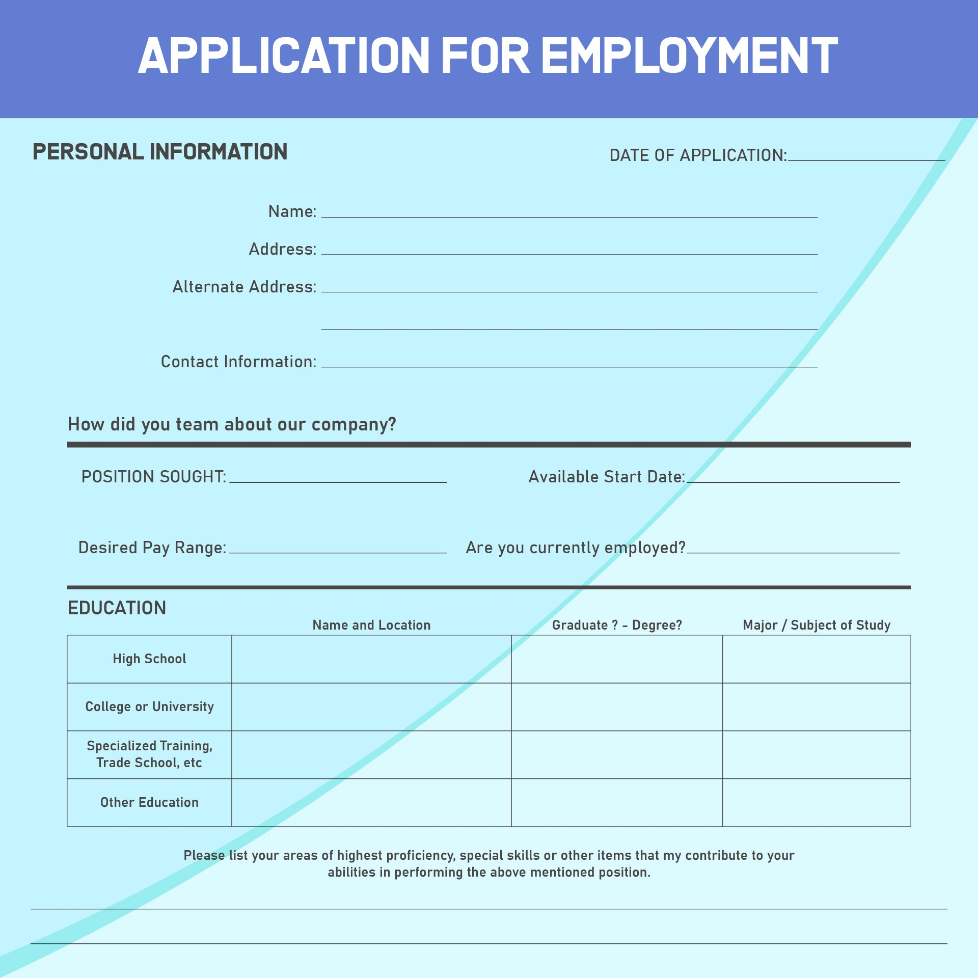 Application For Employment Pdf Adams Application For Employment 8 1 2 X 11 Pack Of 25 Free Printable Employment Application Form