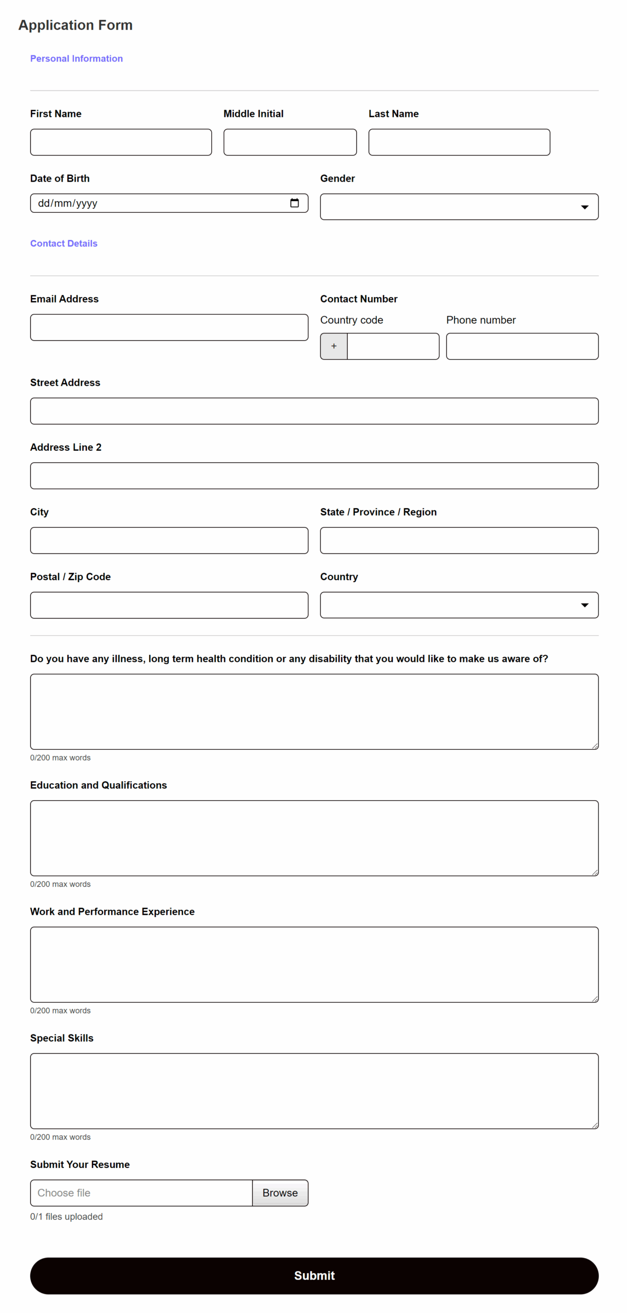 Application Form Template Happyforms