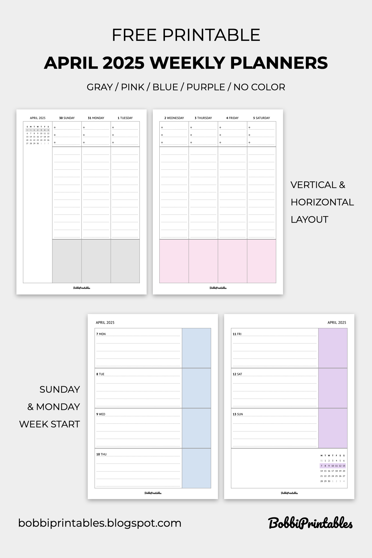 April 2025 Weekly Planner Pages Free Printable