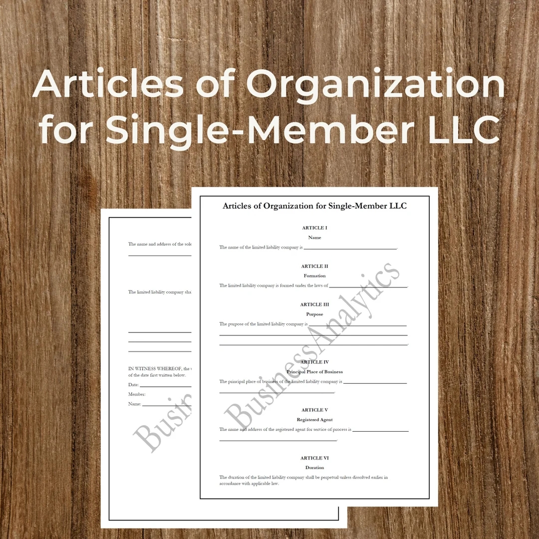 Articles Of Organization For Single member Llcs Establishing Your Single member LLC With Ease And Legitimacy PDF Etsy