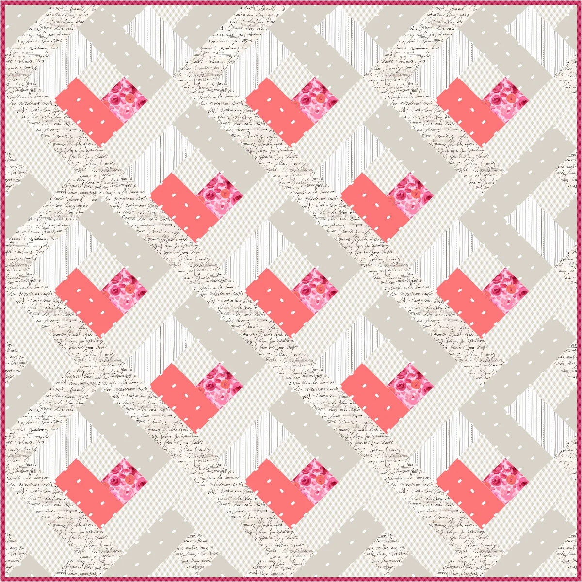 Baby Heart Log Cabin Quilt Free Quilt Pattern