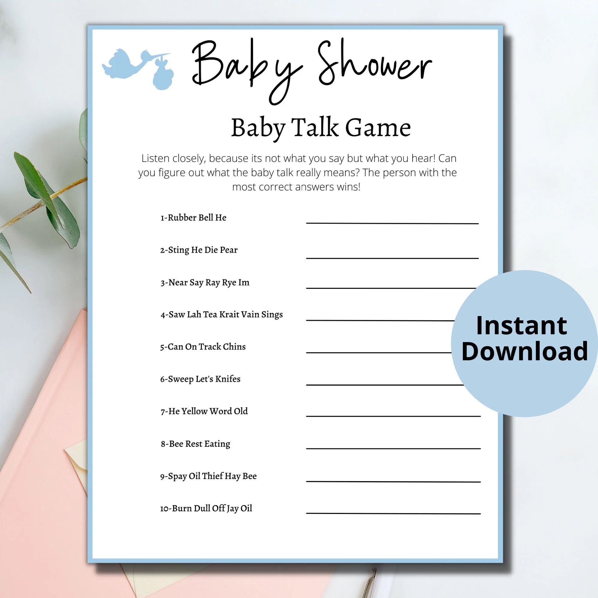 Baby Shower Game Mad Gab Baby Talk digital Download Etsy