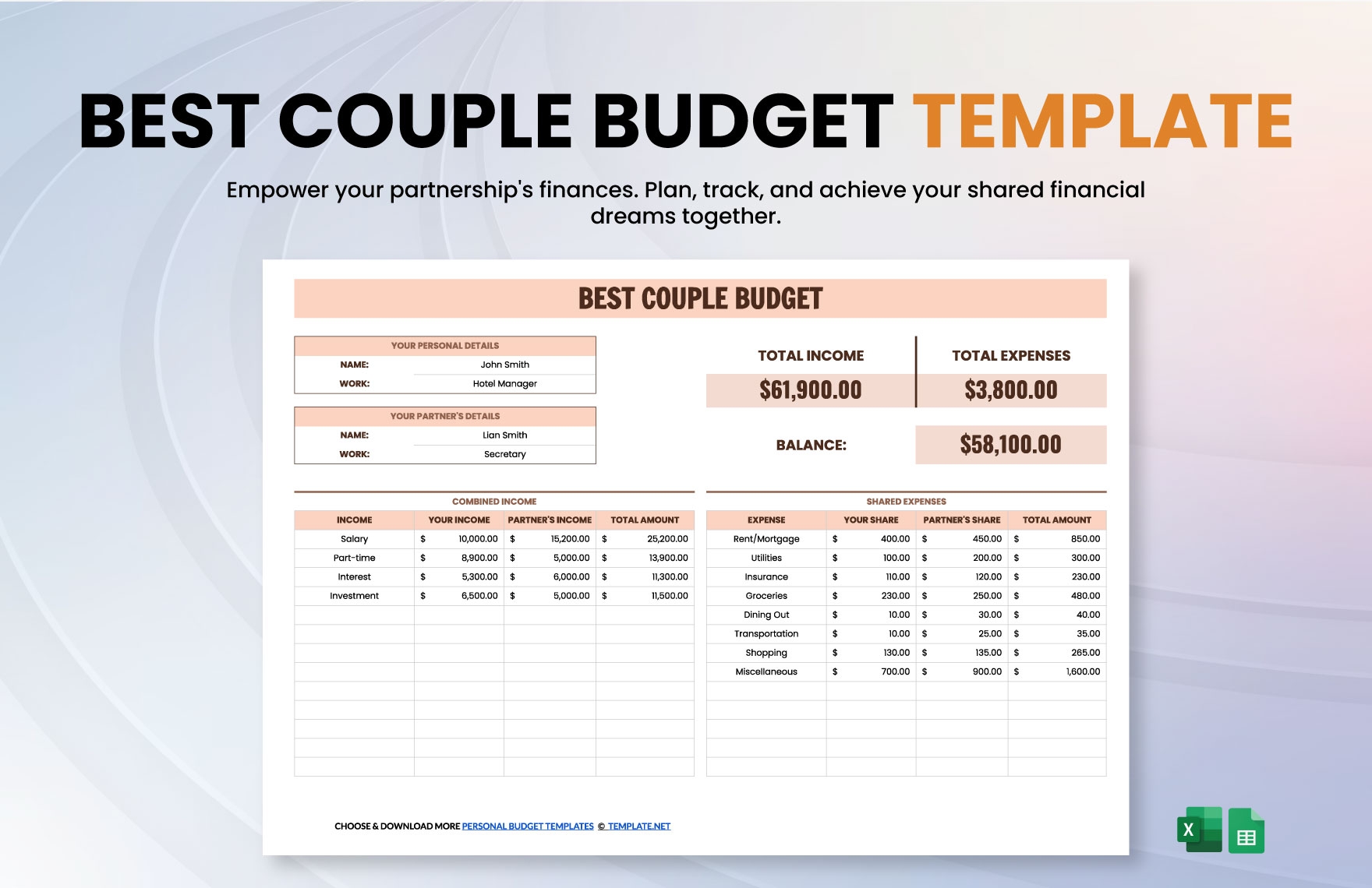 Best Couple Budget Template In Excel Google Sheets Download Template 