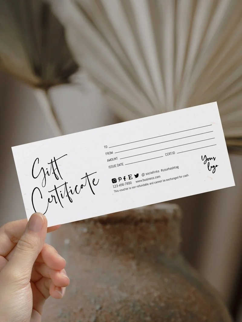 Black And White Editable Gift Certificate Template With Logo Business Gift Certificate DIY Gift Voucher Digital Printable Black And White Gift Voucher Shop Aoleta