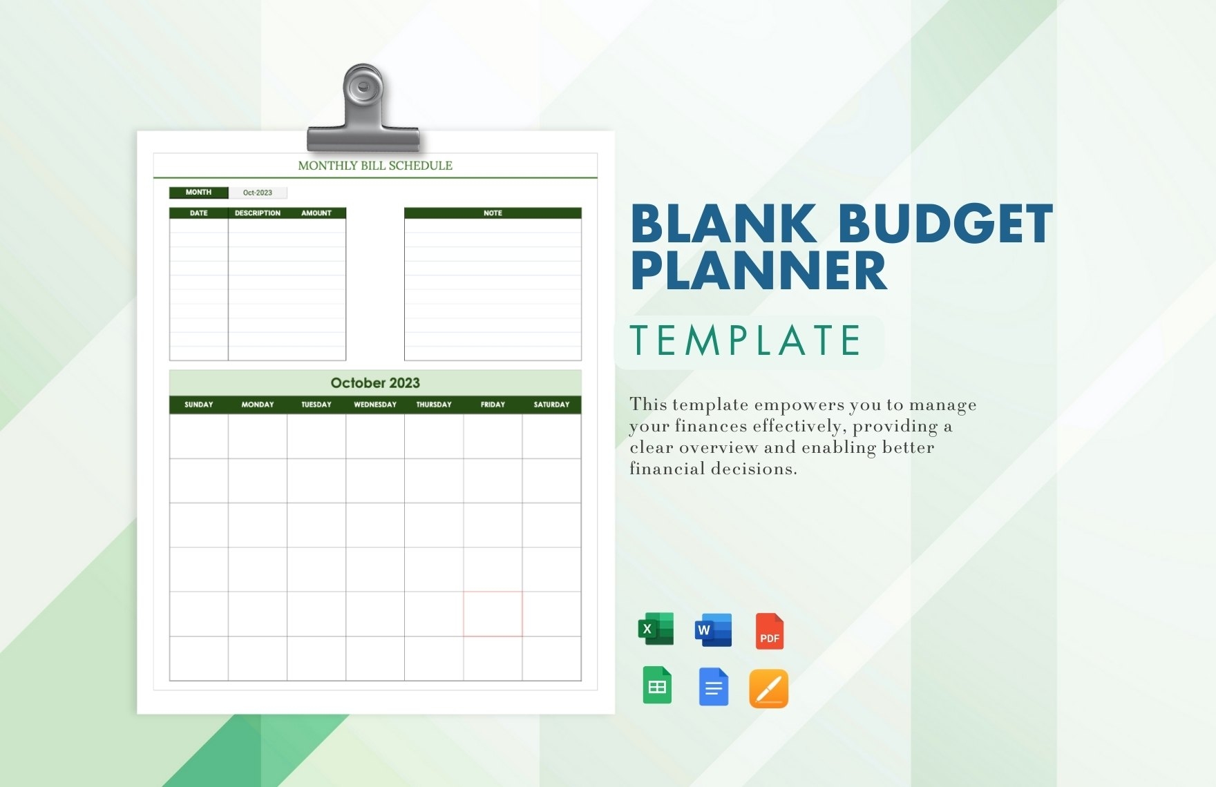 Blank Budget Planner Template In Apple Pages Word PDF Excel Google Sheets Download Template