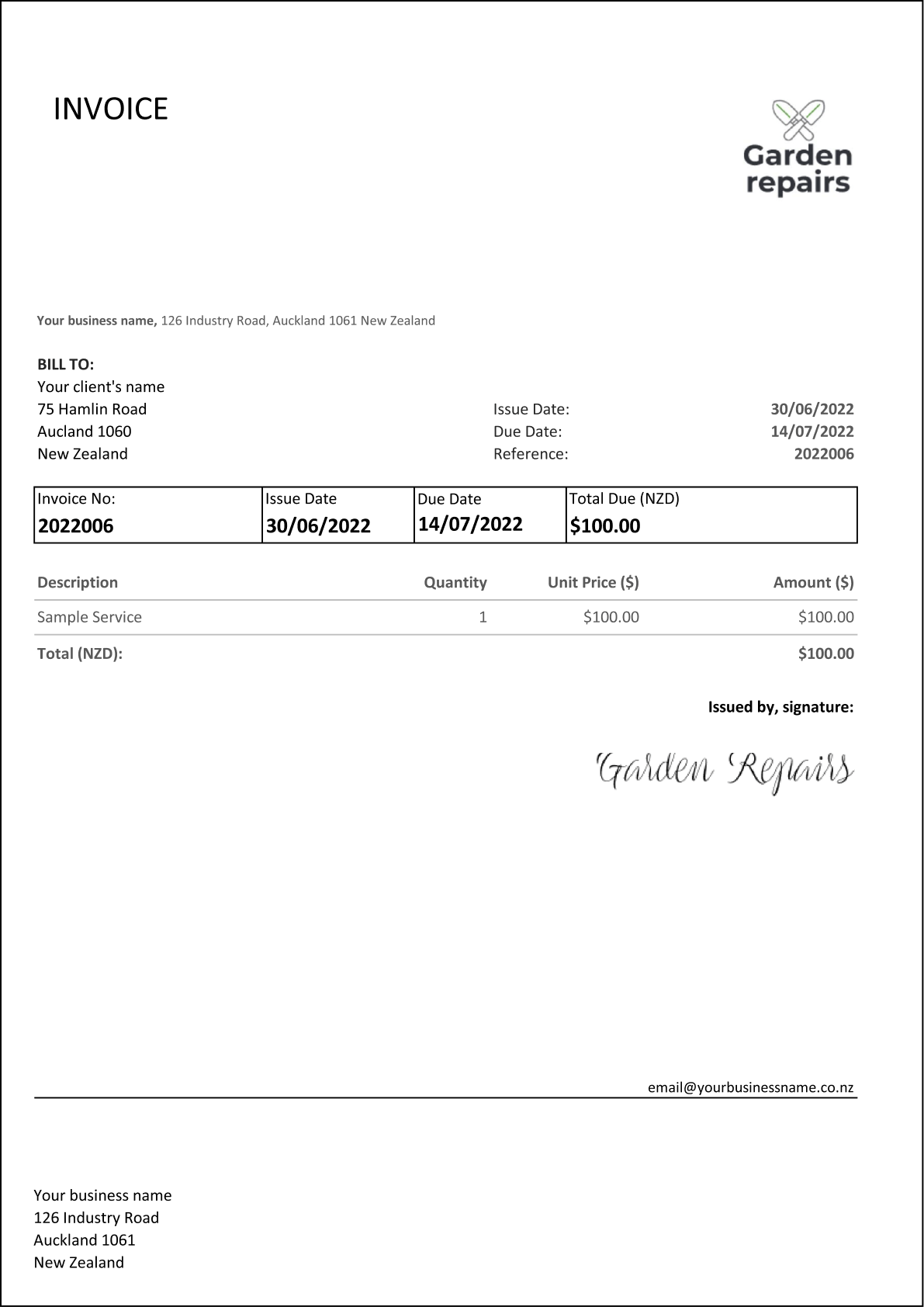 Invoice Template Free Printable Pdf