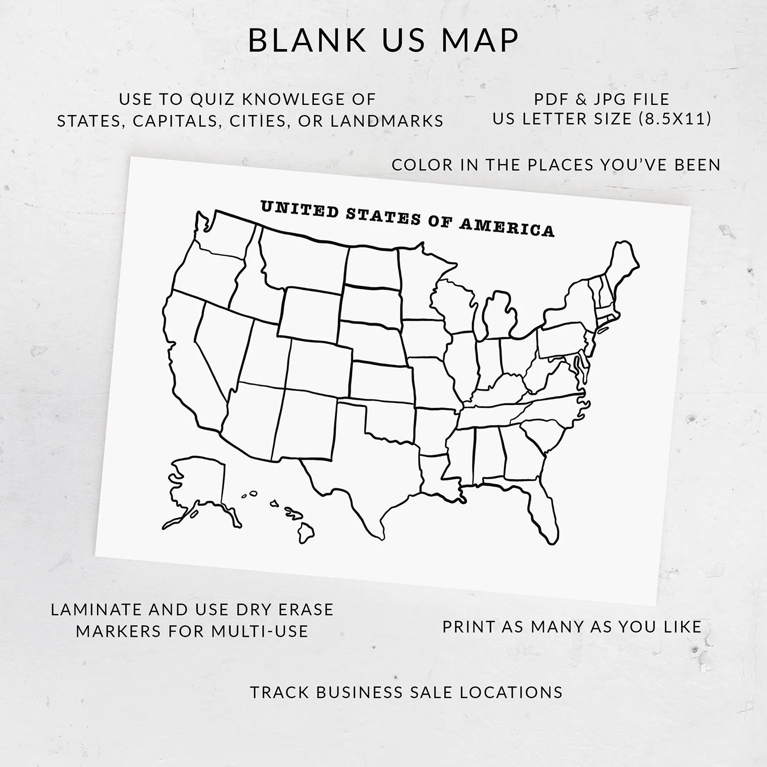 Free Printable United States Map Blank