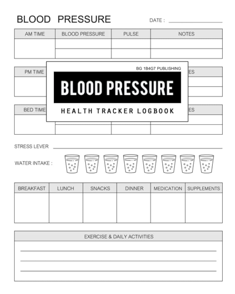 Blood Pressure Blood Pressure Tracker Or Health Planner And Diary Logbook Record With Monitoring Chart Form Template Pulse Record Monitor Blood Pressure At Home Publishing BG 1B4G7 Amazon Books