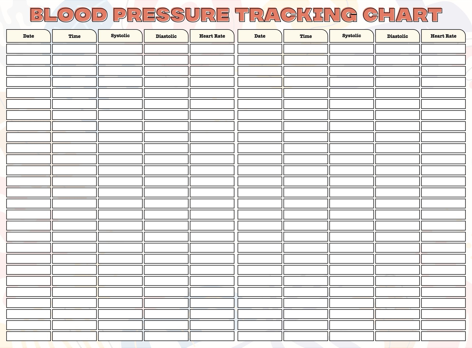 Free Printable Blood Pressure And Pulse Log