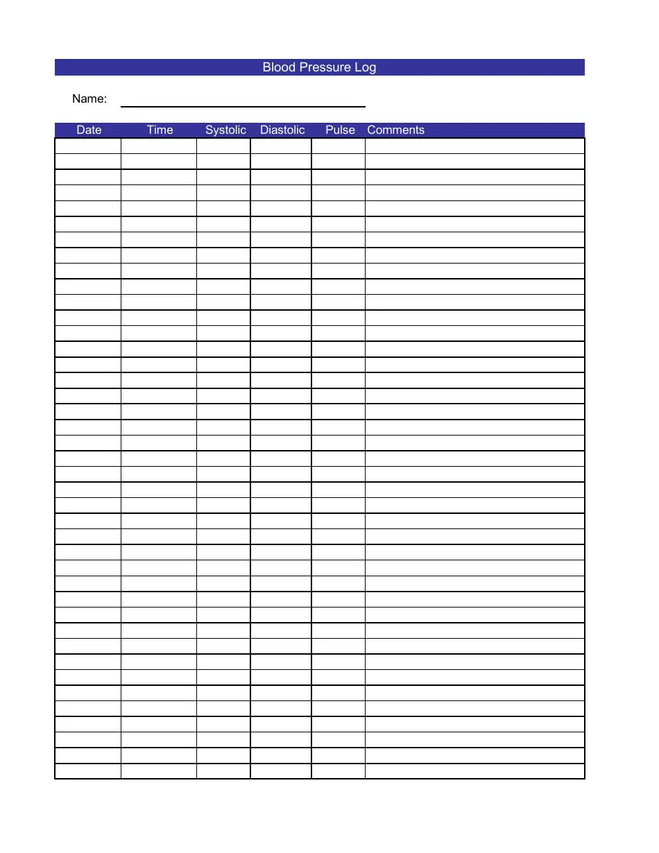 Blood Pressure Log Template Download Printable PDF Templateroller