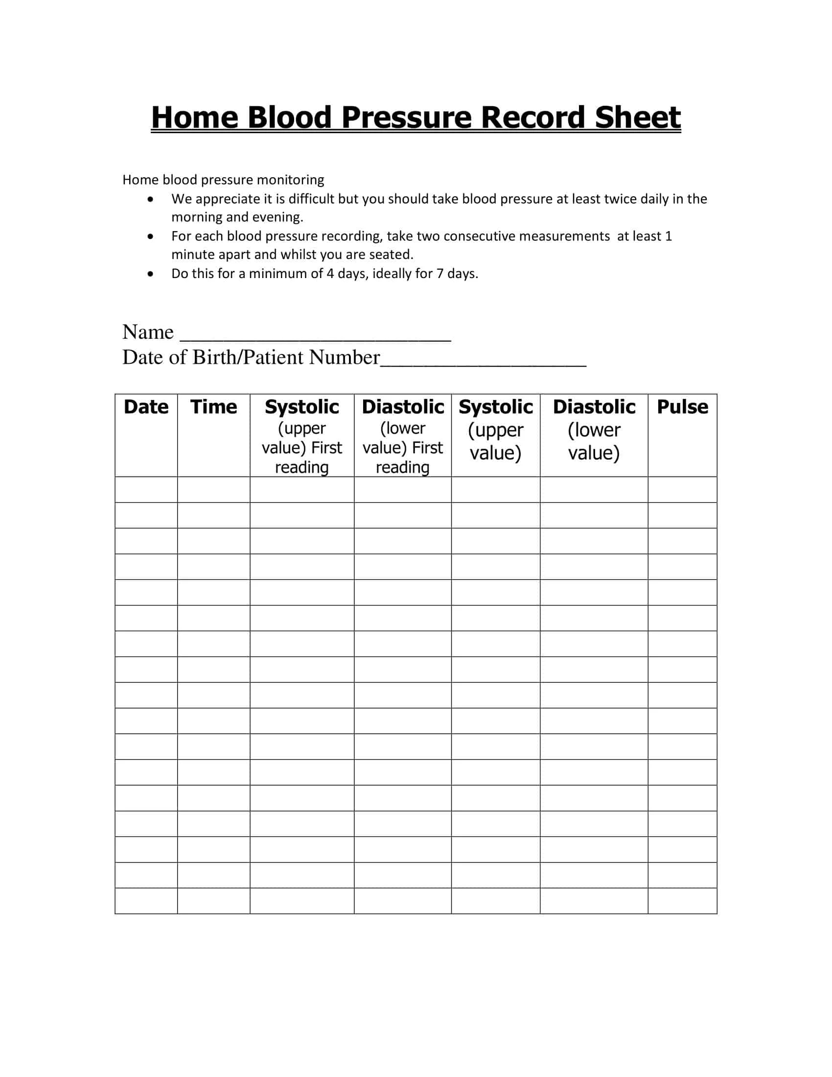 Blood Pressure Record Online
