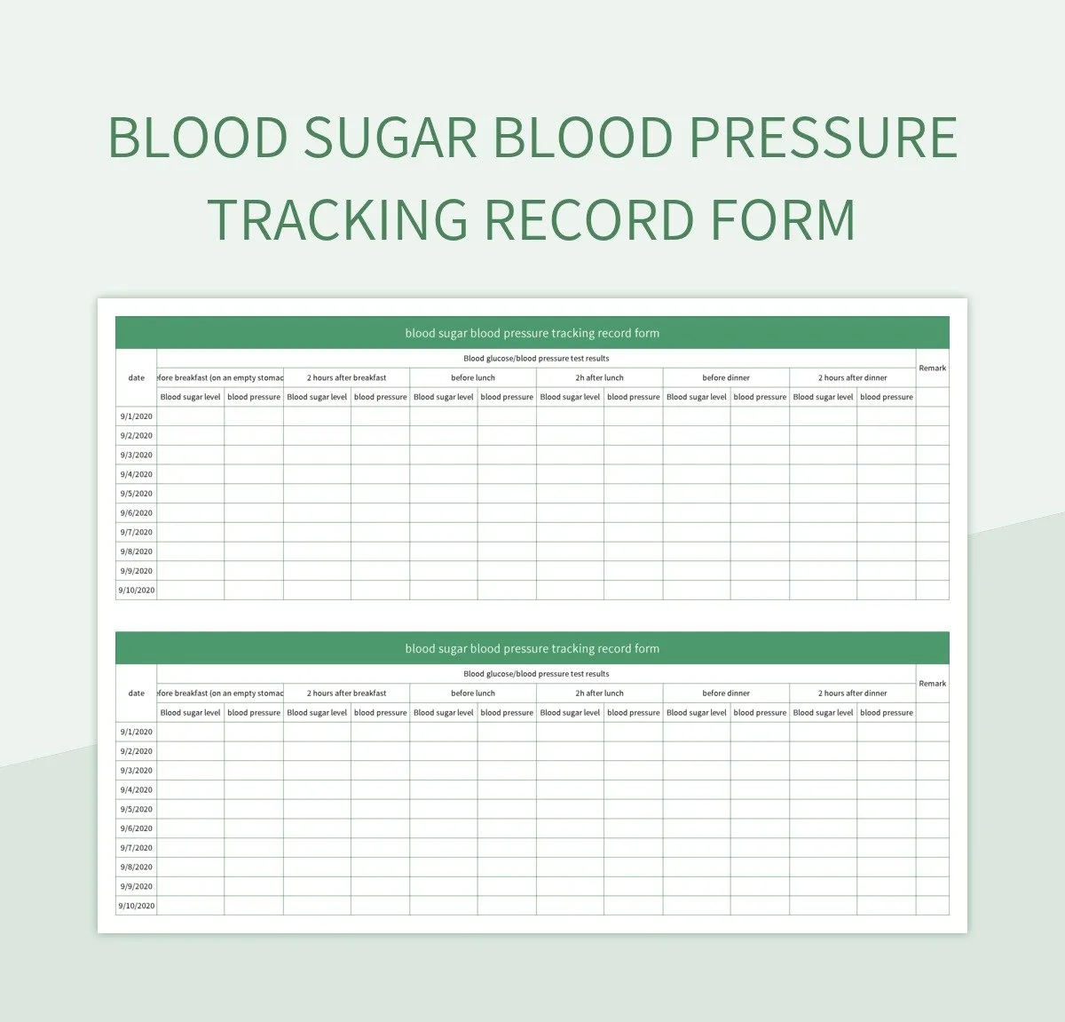 Blood Sugar Blood Pressure Tracking Record Form Excel Template And Google Sheets File For Free Download Slidesdocs