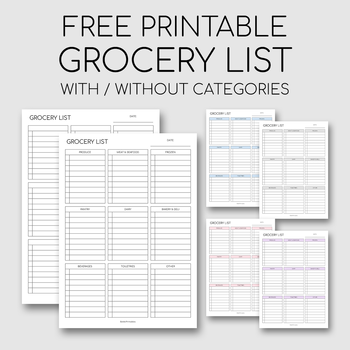 BobbiPrintables Free Printable Grocery List Template Download Here