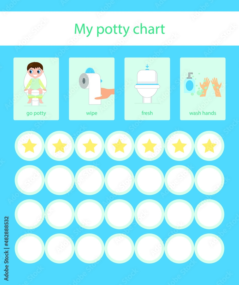Boy Potty Chart Potty Training Chart Potty Reward Chart Daily Routine Stock Vector Adobe Stock