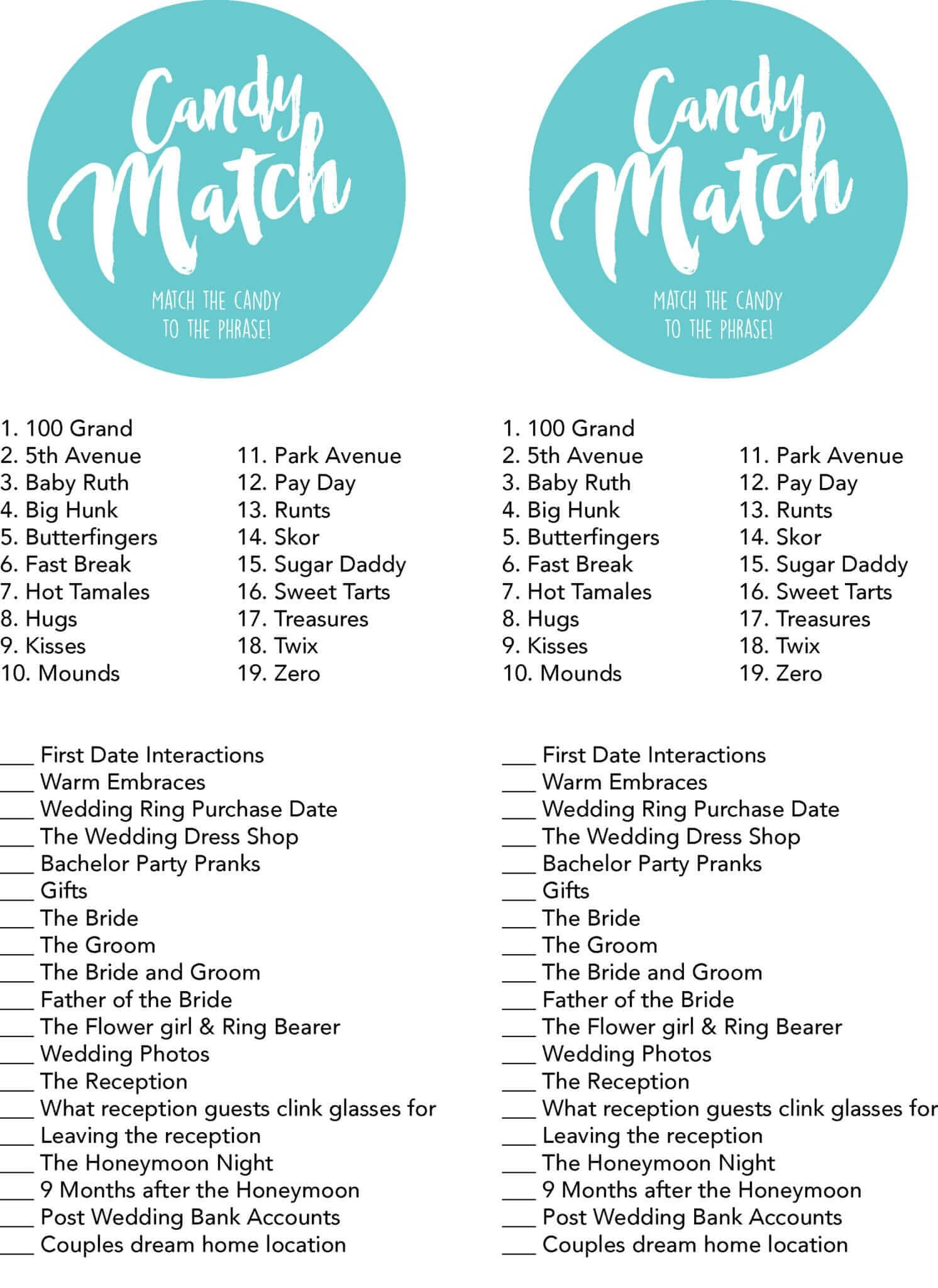 Free Printable Wedding Shower Games For Free