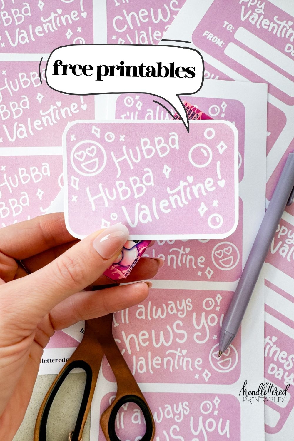 Bubble Gum Valentines Cards Free Printable Hand Lettered Printables