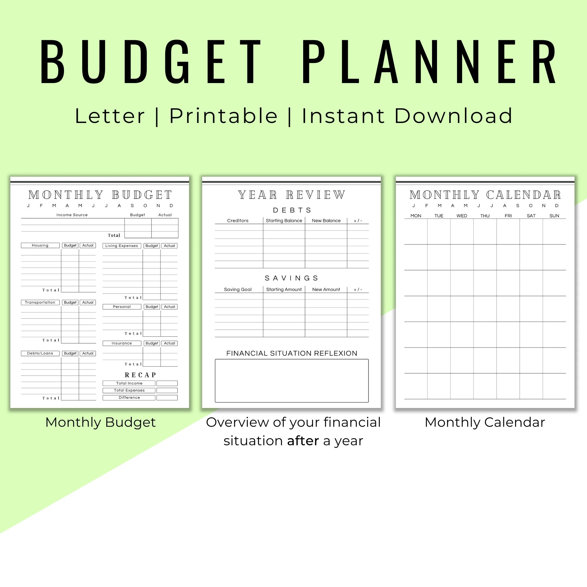 Budget Planner Printable Finance Planner PDF Budget Binder Book Bill Tracker Monthly Paycheck Budget Template Debt Free Savings Tracker Etsy