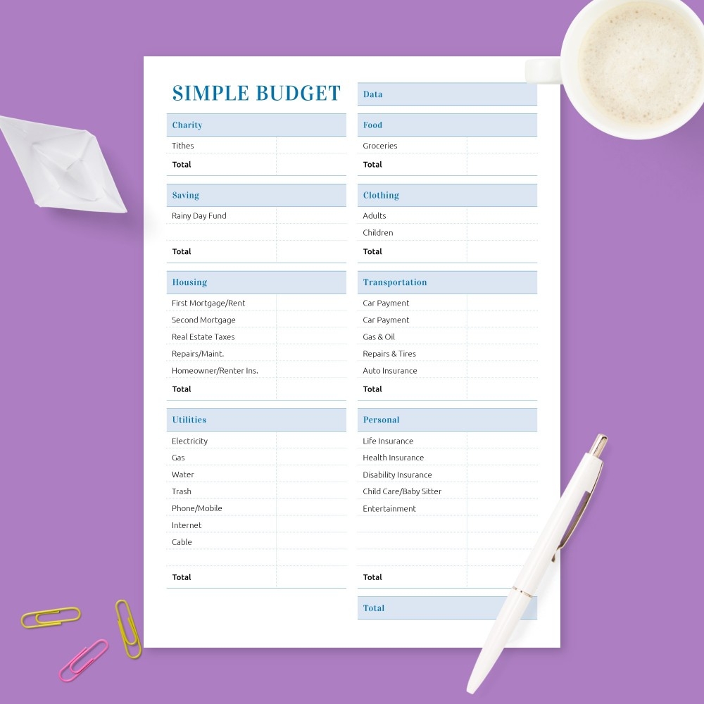 Free Printable Budget Worksheets Household