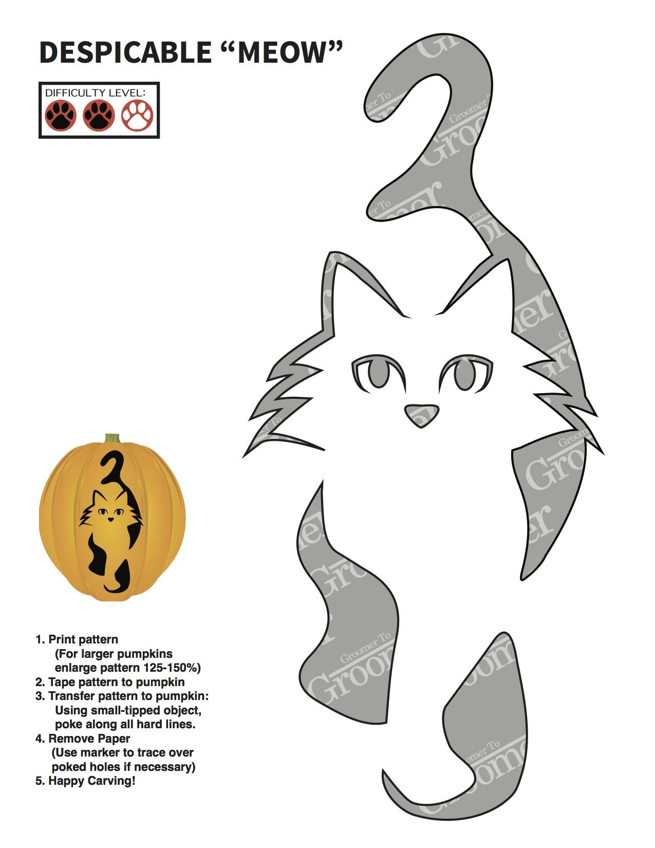 Cat Pumpkin Stencil Pumpkin Pattern Pumpkin Template Jack o lantern R PumpkinStencils