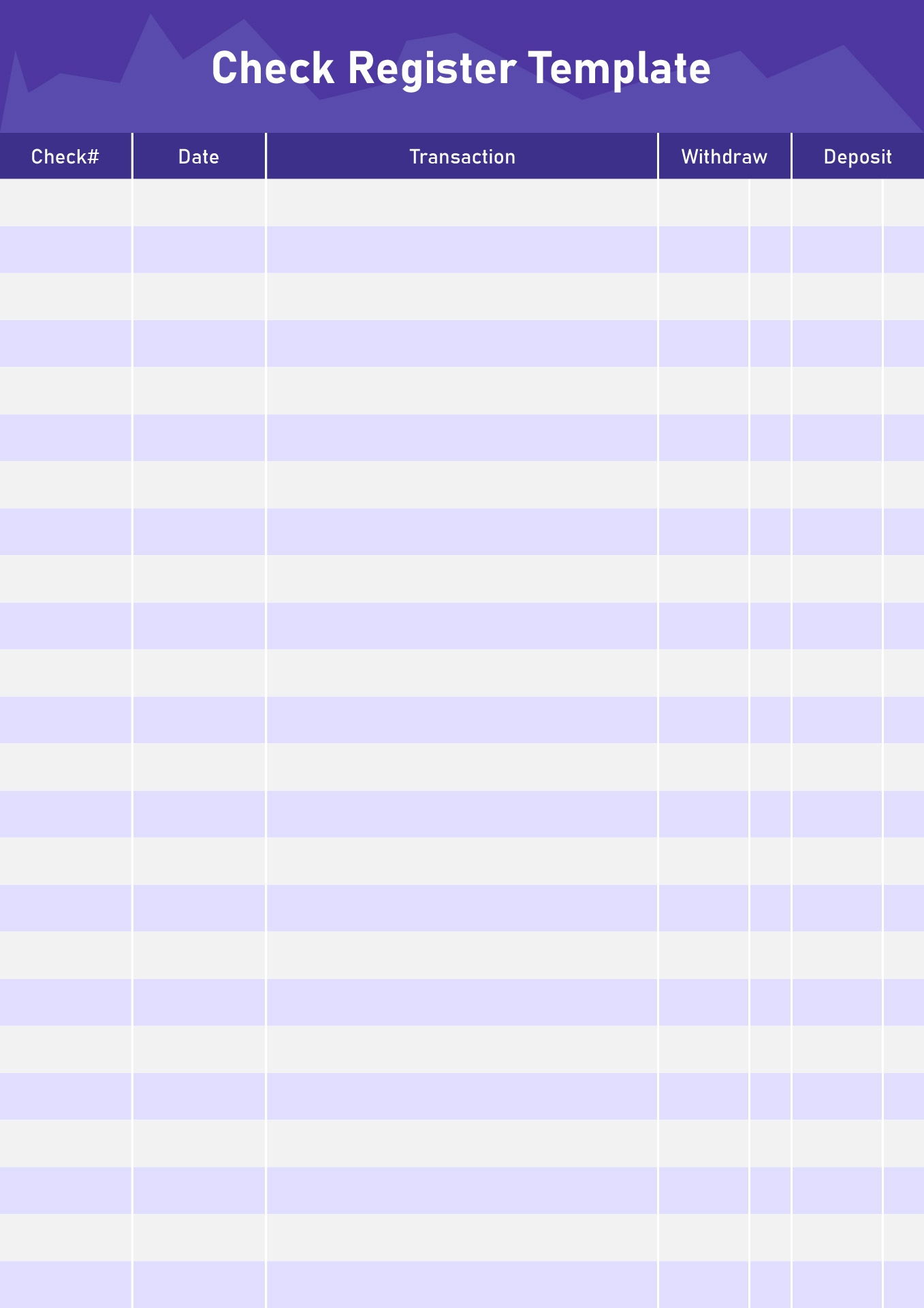 Free Printable Check Register Pdf