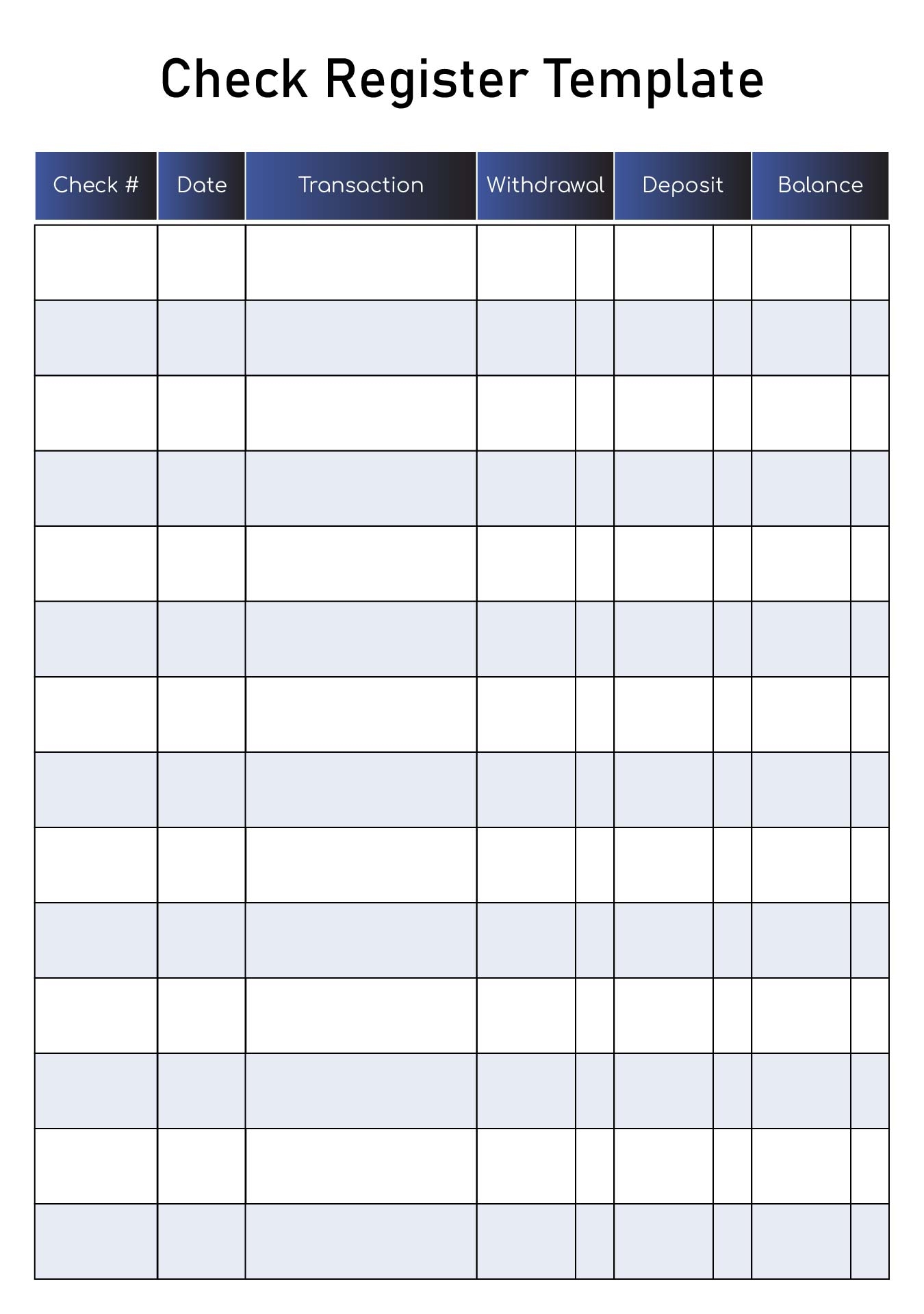 Free Printable Check Register Pdf Large Print